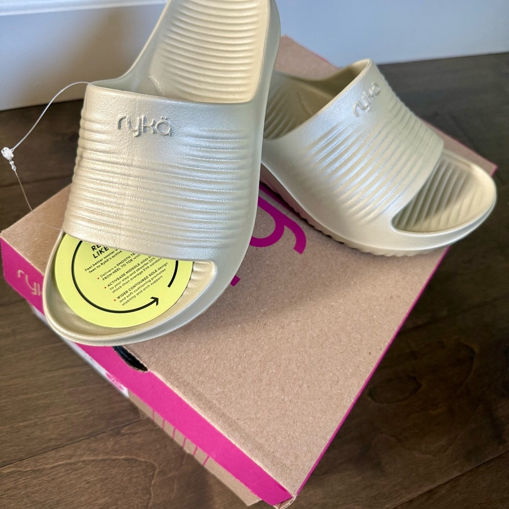 Ryka Light Beige Slide Sandals